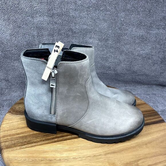 Sorel Emelie II Womens Size 7 Side Zip Waterproof Leather Booties Boots Gray - Picture 9 of 9
